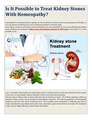 Is It Possible to Treat Kidney Stones With Homeopathy?