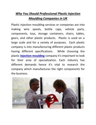 Why You Should Professional Plastic Injection Moulding Companies