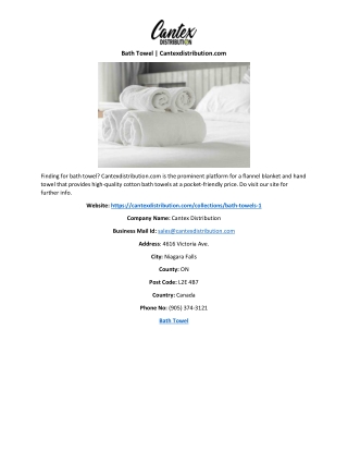 Bath Towel | Cantexdistribution.com