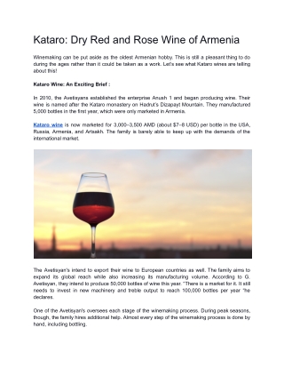 Kataro_ Dry Red and Rose Wine of Armenia