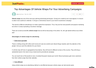 Top Advantages Of Vehicle Wraps For Your Advertising Campaigns