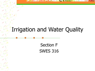 Irrigation and Water Quality