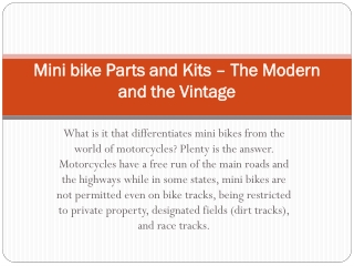 Mini bike Parts and Kits – The Modern and the Vintage