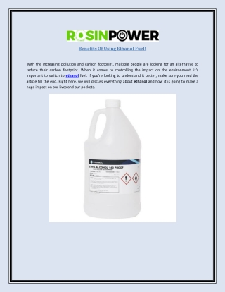 Benefits Of Using Ethanol Fuel!