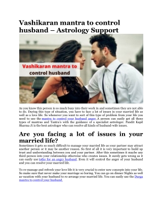 Vashikaran mantra to control husband – Astrology Support