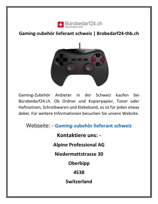 Gaming-zubehör lieferant schweiz | Brobedarf24-thb.ch