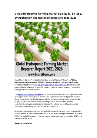 Global Hydroponic Farming Market Research Report 2021-2026