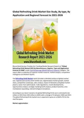 Global Refreshing Drink Market Research Report 2021-2026