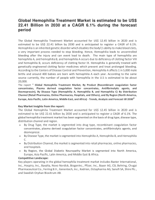 Global Hemophilia Treatment Market