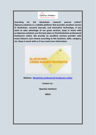 Blockchain Professional Freelancers Online  Opensea.solutions