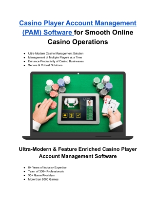 Casino Player Account Management (PAM) Software