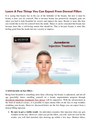Learn A Few Things You Can Expect From Dermal Fillers