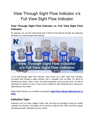 Noble Glass Works - View Through Sight Flow Indicator v_s Full View Sight Flow Indicator