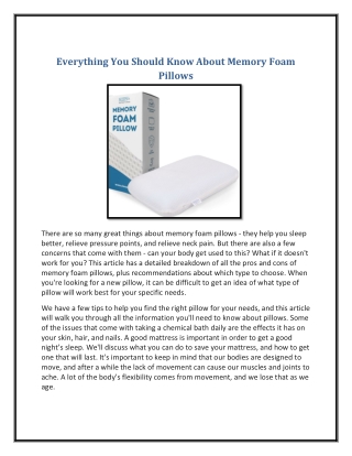 Everything You Should Know About Memory Foam Pillows