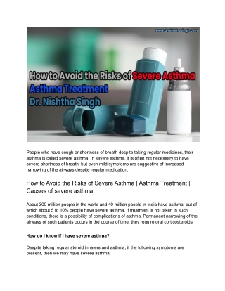 How to Avoid the Risks of Severe Asthma _ Asthma Treatment _ Dr. Nishtha Singh
