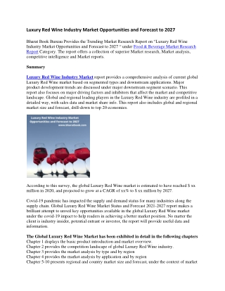 Luxury Red Wine Industry Market Opportunities and Forecast to 2027-converted