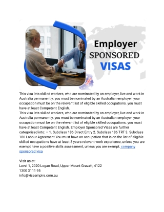 company sponsored visa