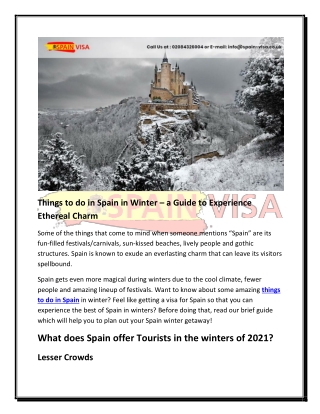 Things to do in Spain in Winter – A Guide to Experience Ethereal Charm