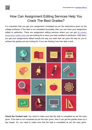 How Can Assignment Editing Services Help You Crack The Best Grades