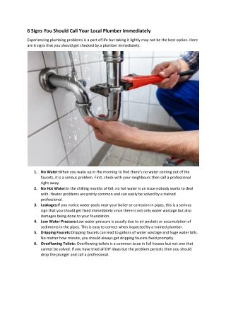 6 Signs You Should Call Your Local Plumber Immediately