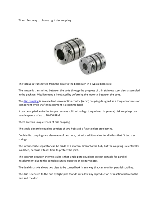 Best way to choose right disc coupling