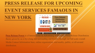Press Release For Upcoming Event Services Famaous In New York