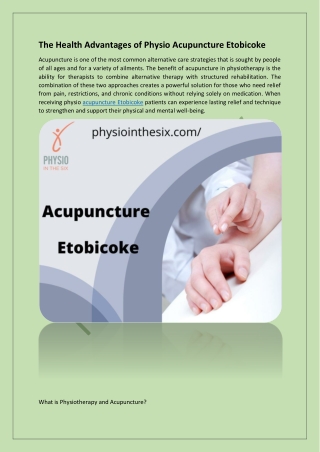 The Health Advantages of Physio Acupuncture Etobicoke