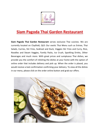 5% off - Siam Pagoda Thai Garden Restaurant Clayfield, QLD