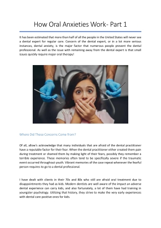 How Oral Anxieties Work - Part 1