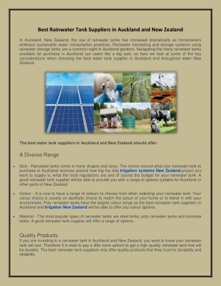 Best Rainwater Tank Suppliers in Auckland and New Zealand