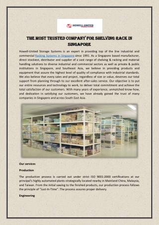 The Most Trusted Company for Shelving Rack in Singapore