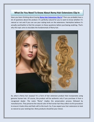 What Do You Need To Know About Remy Hair Extensions Clip In