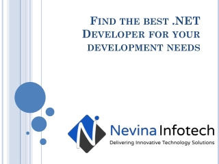 Find the best .NET Developer for your development needs