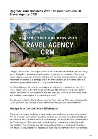 Upgrade Your Business With The Best Features Of Travel Agency CRM