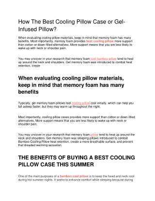 How The Best Cooling Pillow Case or Gel-Infused Pillow