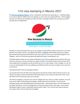 h1b visa stamping in Mexico 2021