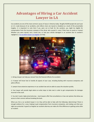 Advantages of Hiring a Car Accident Lawyer in LA