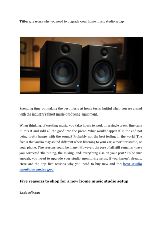 _5 reasons why you need to upgrade your home music studio setup