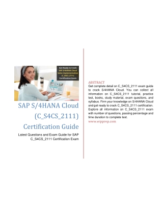 SAP S4HANA Cloud (C_S4CS_2111) Certification Guide