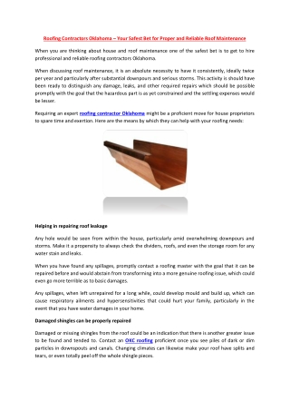 Roofing contractors Oklahoma – Your safest bet for proper and reliable roof maintenance