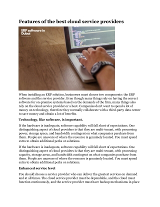 Features of the best cloud service providers
