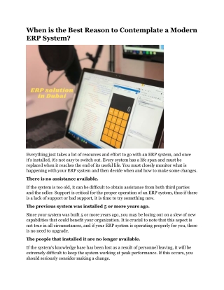 When is the Best Reason to Contemplate a Modern ERP System