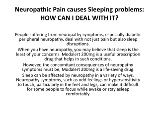 Neuropathic Pain causes Sleeping problems: HOW CAN I DEAL WITH IT?