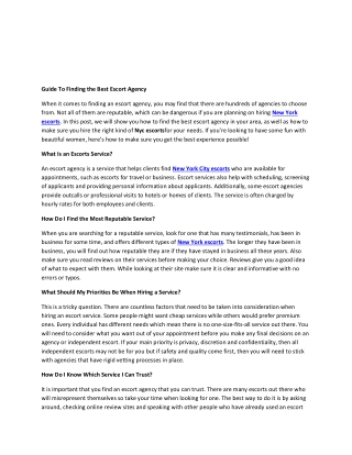 Guide To Finding the Best Escort Agency