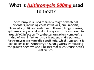 What is Azithromycin 500mg used to treat?