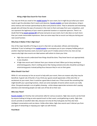 Hiring a High-Class Escort for Your Event