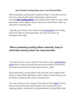 How The Best Cooling Pillow Case or Gel-Infused Pillow (1)
