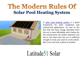 The Modern Rules Of Solar Pool Heating System