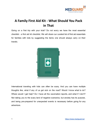 A Family First Aid Kit - What Should You Pack in That