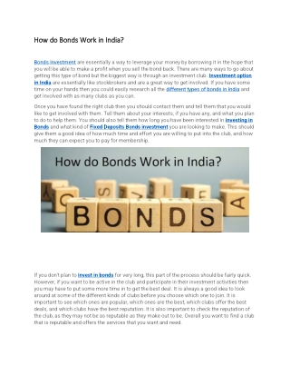 How do Bonds Work in India